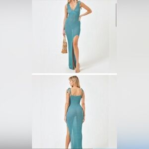 NWT L*Space Kihei Dress knit Tie Straps Coverup in Teal